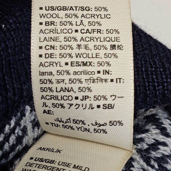 Grandpacore Dad M Normcore Knit Chevron Navy Gray Wool Blend Sweater Work Office - Picture 14 of 16